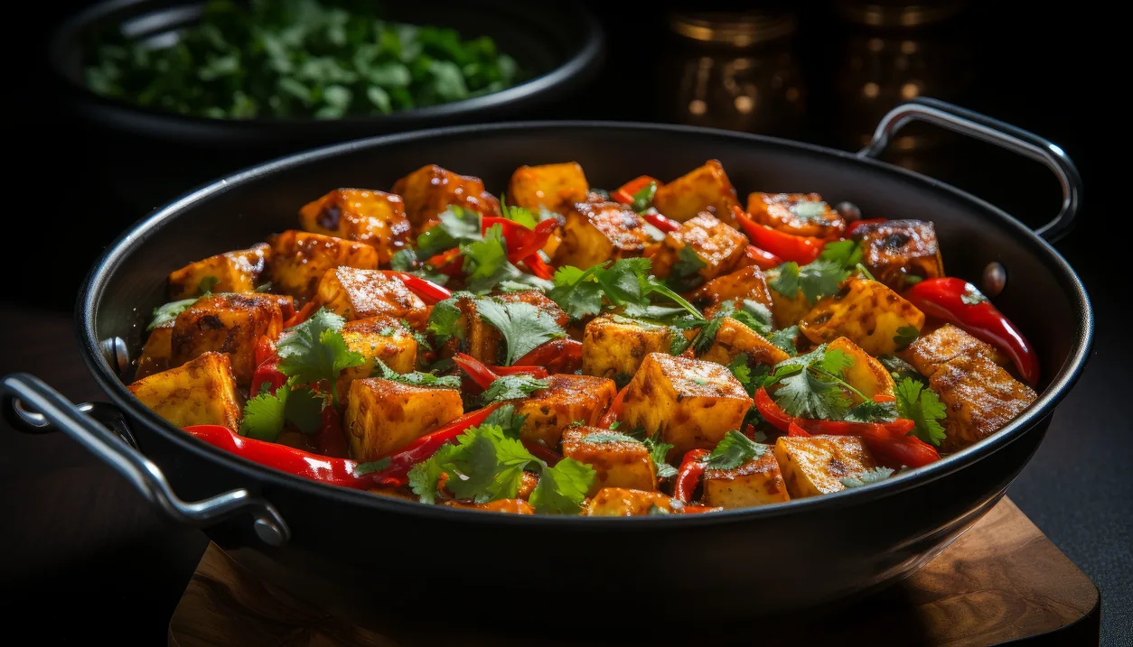 Kadhai paneer with peppers and onions at Sweet-Chili Indian restaurant Edmonton