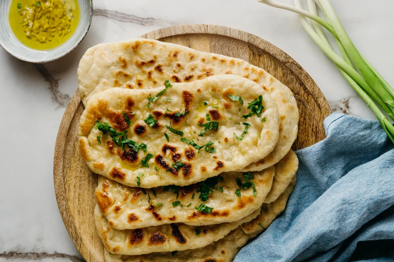 Fresh tandoori naan at Sweet-Chili Authentic Indian Restaurant Edmonton